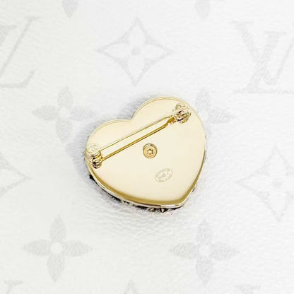 Chanel 22K Khaki and Black Wool Blend Heart Brooch