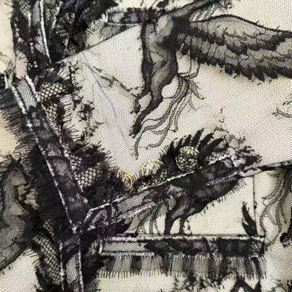 Chanel 20K Equestrian Collection Black Lace Pegasus Jacket