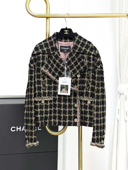 Chanel Spring/Summer 2021 Black Mixed-Color Checkered Lapel Jacket
