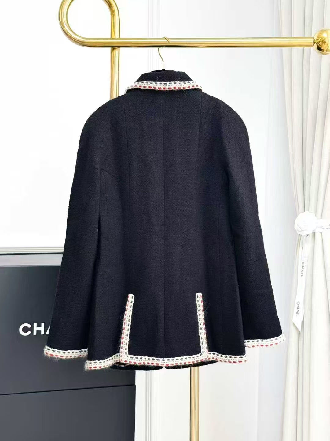 Chanel Hamburg Collection Red and White Contrast-Striped Blue-Black Jacket