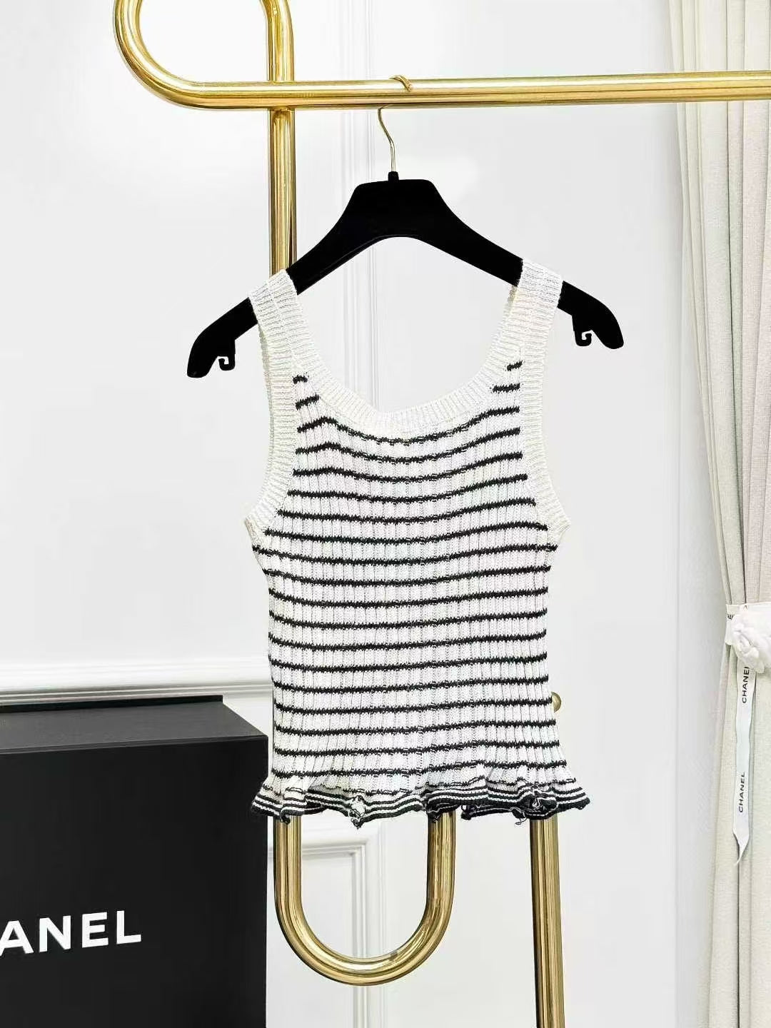 Dior Black and White Striped Knit Cardigan + Little Bee Embroidered Knit Vest