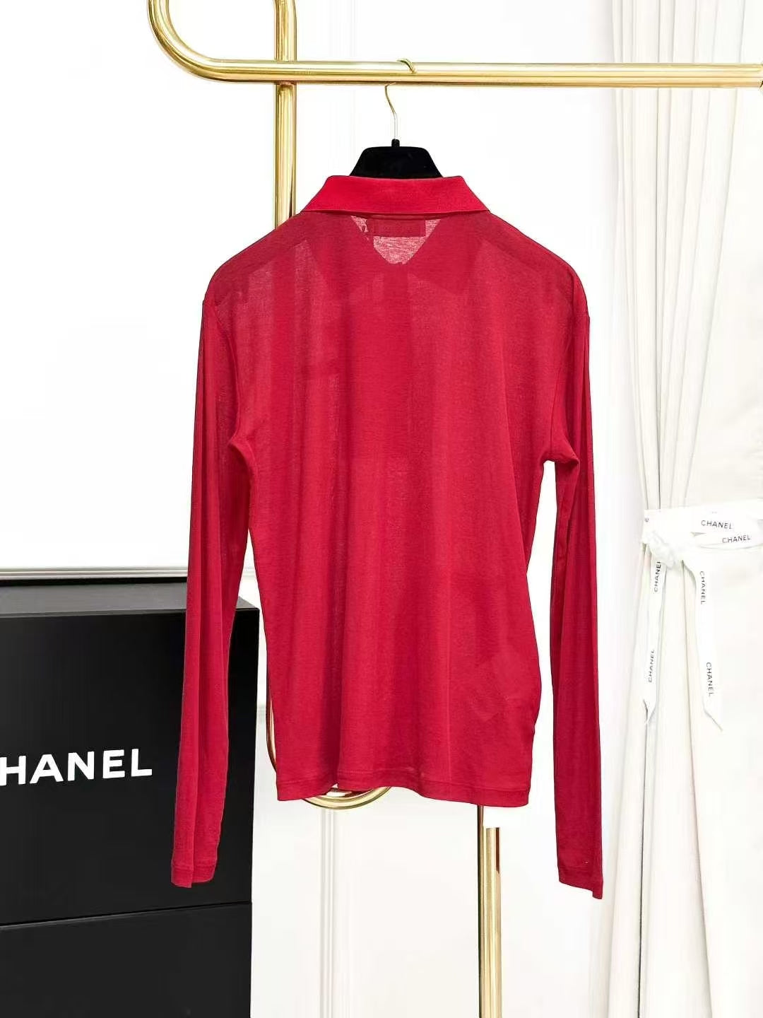 MiuMiu Best-Selling Red Polo-Neck Long-Sleeve T-Shirt