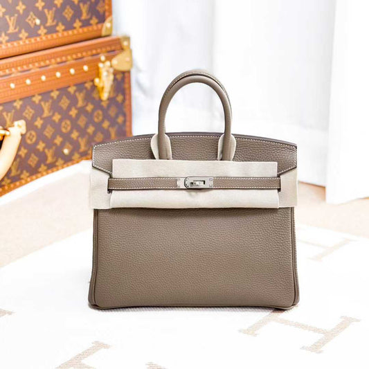 Hermes Birkin25 in Elephant Grey with silver hardware, Togo leather bag