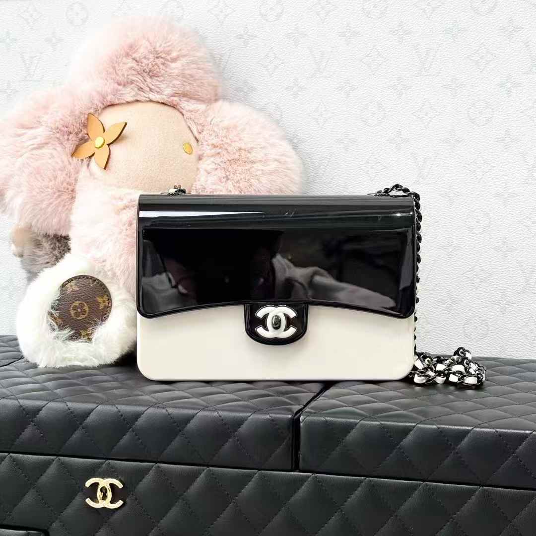 Chanel 21S Black and White Panda Colour-Blocked CF Large Mini Chain Bag