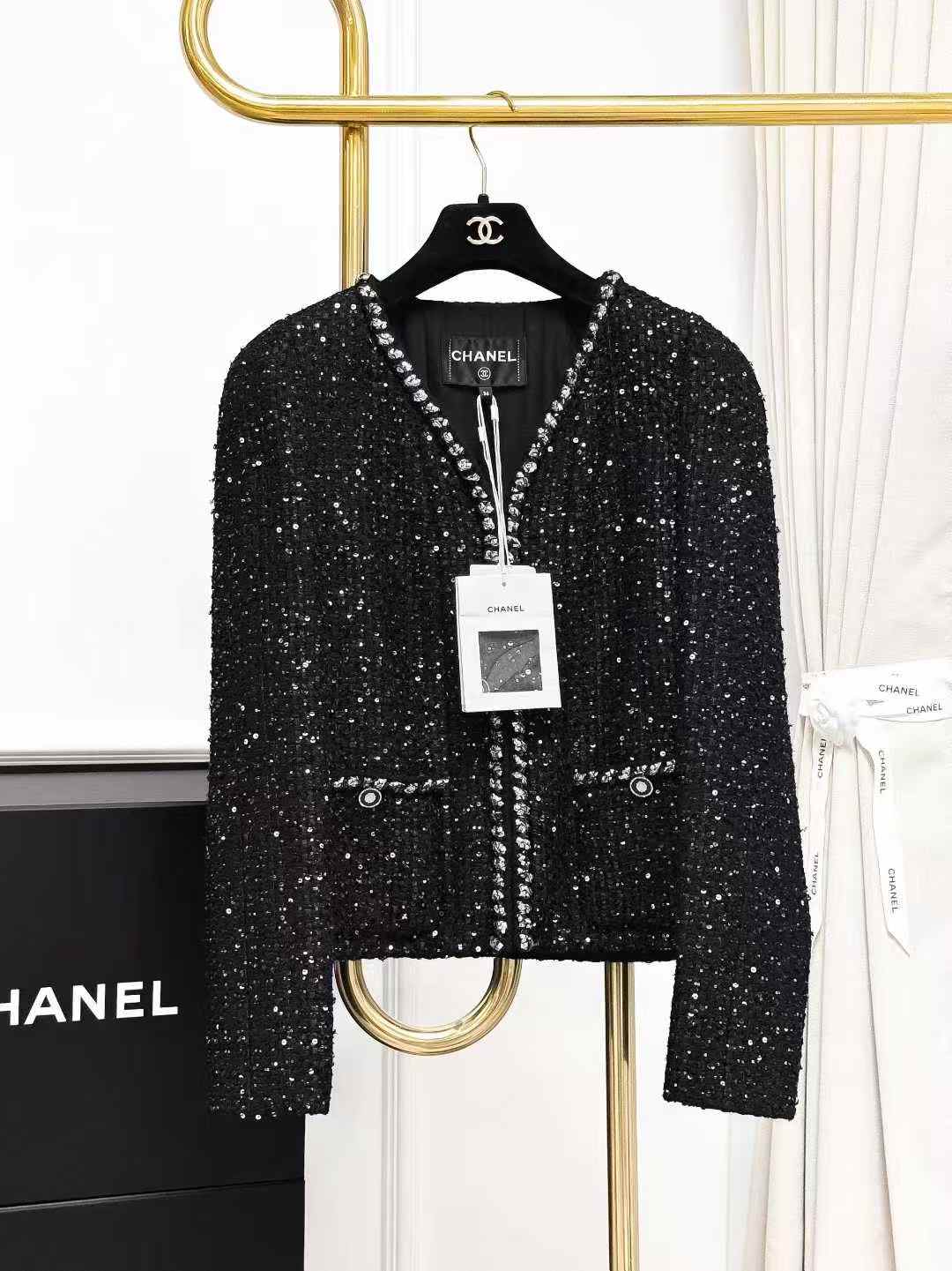 Chanel 22P Blue and Yellow Check Tartan Tweed Jacket