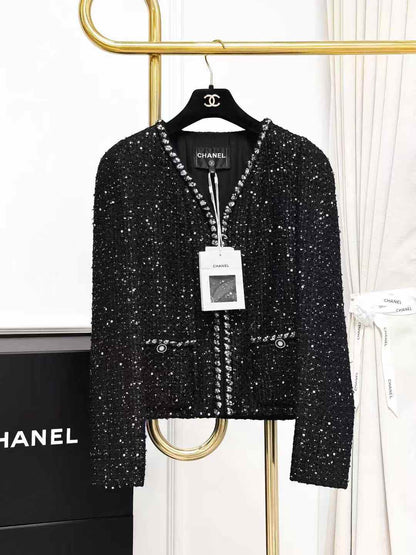 Chanel 22P Blue and Yellow Check Tartan Tweed Jacket