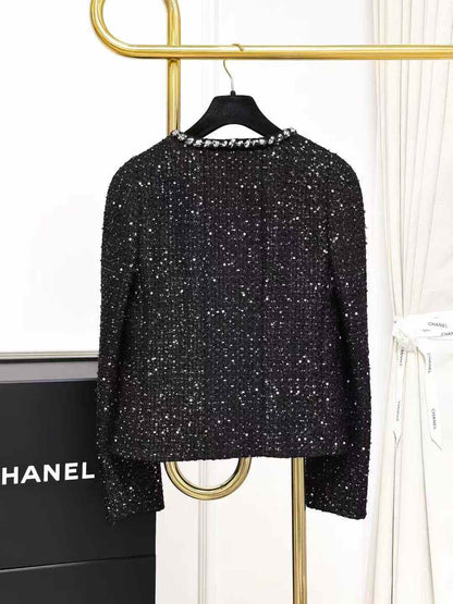 Chanel 22P Blue and Yellow Check Tartan Tweed Jacket