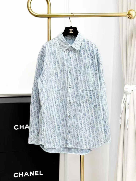 Dior Best-Selling Blue Print Shirt with All-Over Logo