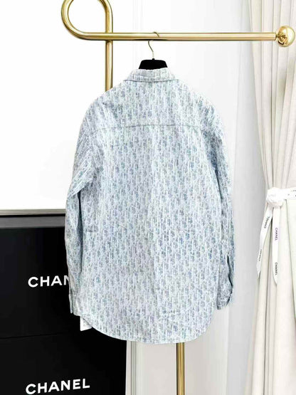 Dior Best-Selling Blue Print Shirt with All-Over Logo