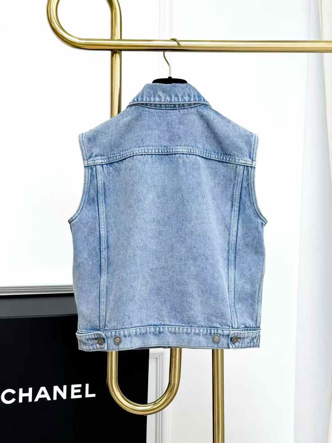 Dior Blue Denim Bee Embroidered Waistcoat Jacket