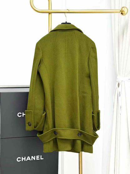Dior Showpiece Olive Green Lapel Double-Breasted Coat
