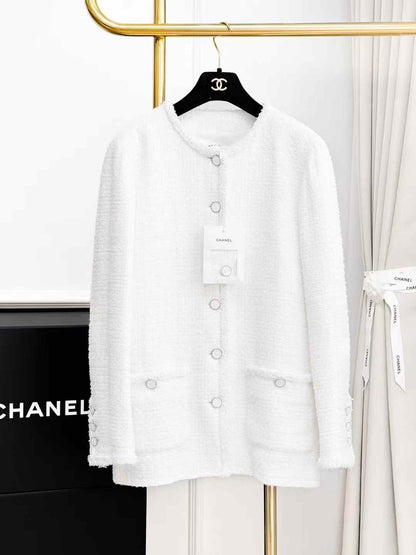 Chanel 25S Tweed Portrait Embroidered Ceramic Button Trimmed Jacket