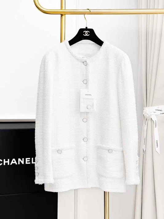 Chanel 25S Tweed Portrait Embroidered Ceramic Button Trimmed Jacket