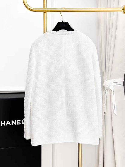 Chanel 25S Tweed Portrait Embroidered Ceramic Button Trimmed Jacket