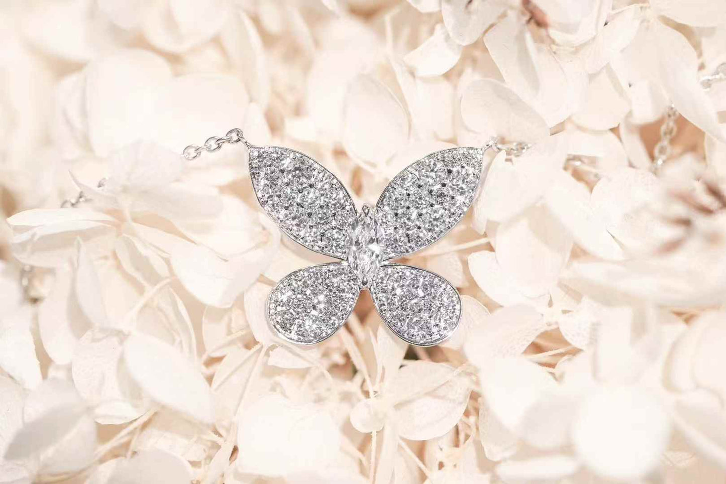 Graff White Gold Enchanted Large Butterfly Diamond Pendant Necklace