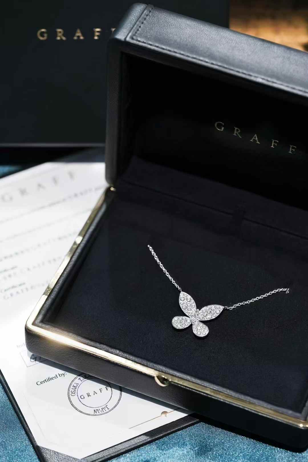 Graff White Gold Enchanted Large Butterfly Diamond Pendant Necklace