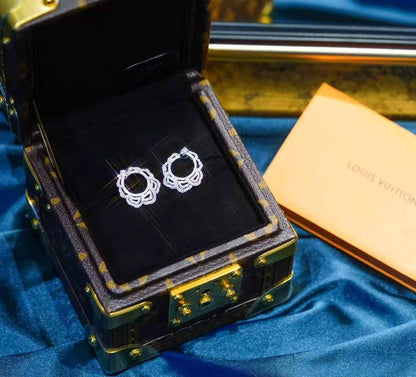 LV Fine Jewellery White Gold Diamond-Studded Earrings