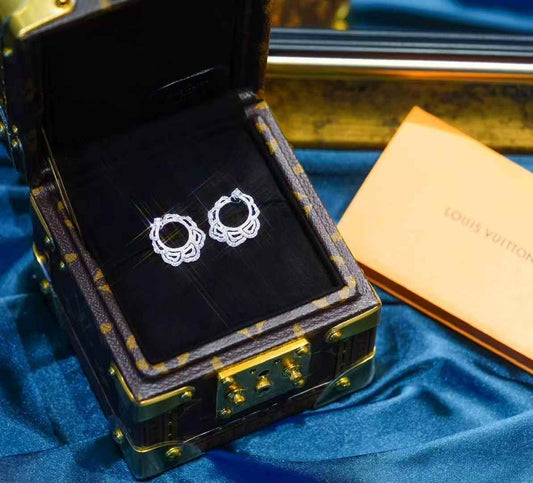 LV Fine Jewellery White Gold Diamond-Studded Earrings