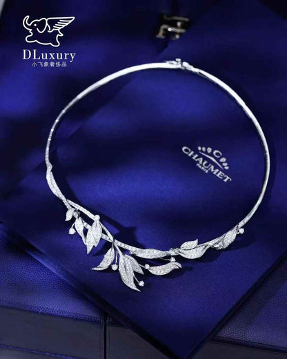Chaumet LAURIER Collection White Gold Diamond-Encrusted High Jewellery Necklace