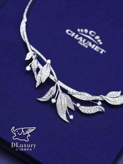Chaumet LAURIER Collection White Gold Diamond-Encrusted High Jewellery Necklace