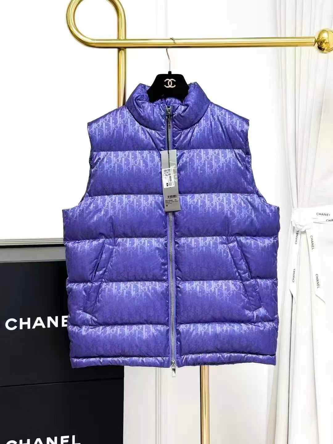 Dior Purple Technical Fabric Monogram All-Over Print Down Vest
