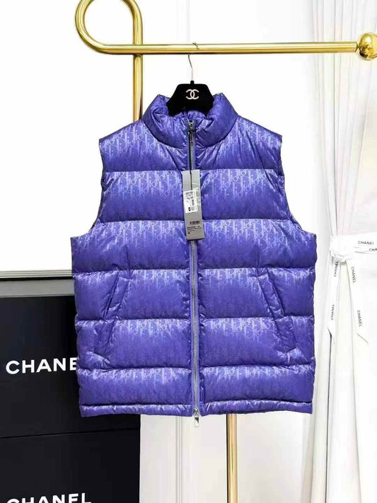 Dior Purple Technical Fabric Monogram All-Over Print Down Vest