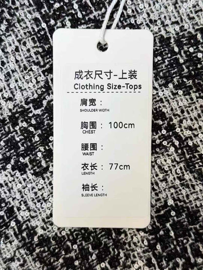 Chanel 21P Black and Gray Wave Pattern Full-Sequin Long Coat