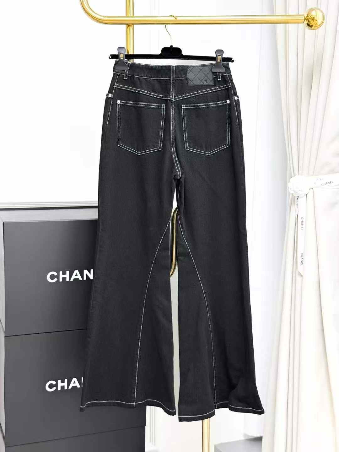 Chanel 23B Hidden Edition Black Comic-Style Bell-Bottom Pants