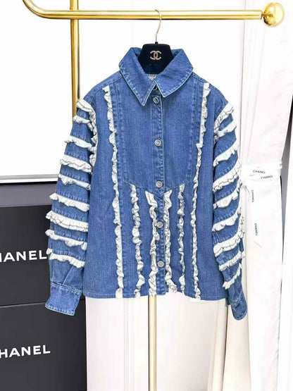 Chanel 20S Rooftop Collection 3D Lace Denim Jacket