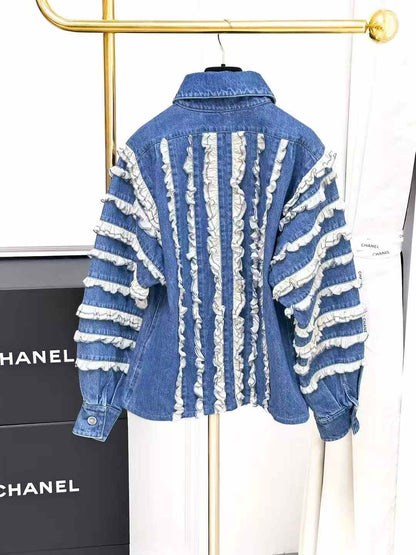 Chanel 20S Rooftop Collection 3D Lace Denim Jacket
