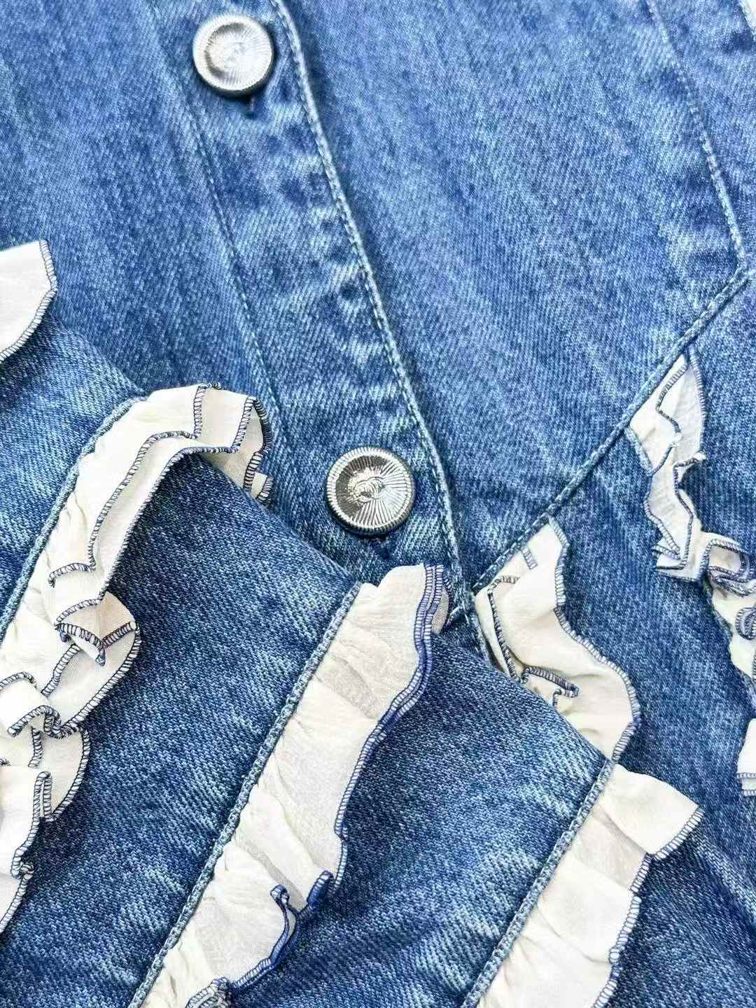 Chanel 20S Rooftop Collection 3D Lace Denim Jacket