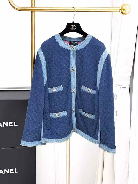 Chanel 20P Blue Patchwork Four-Pocket Denim Jacket