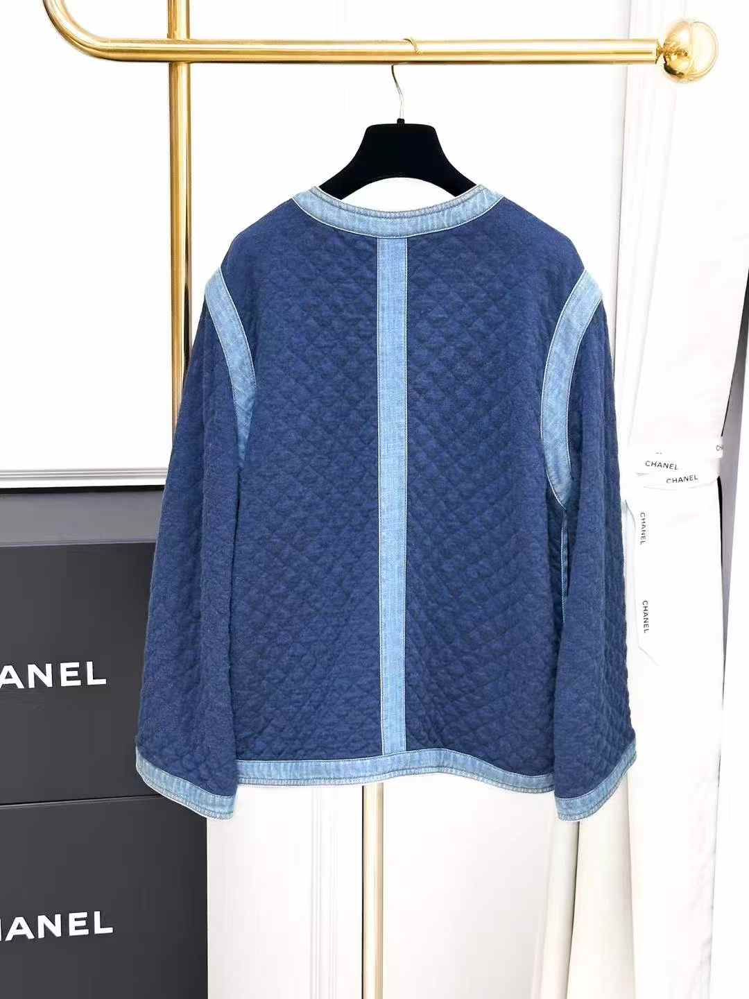 Chanel 20P Blue Patchwork Four-Pocket Denim Jacket