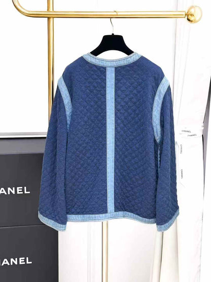 Chanel 20P Blue Patchwork Four-Pocket Denim Jacket