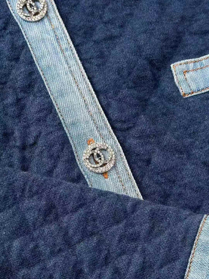 Chanel 20P Blue Patchwork Four-Pocket Denim Jacket