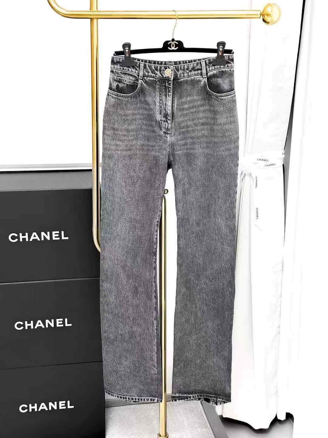 Chanel 23B Smoke Gray Denim Jeans