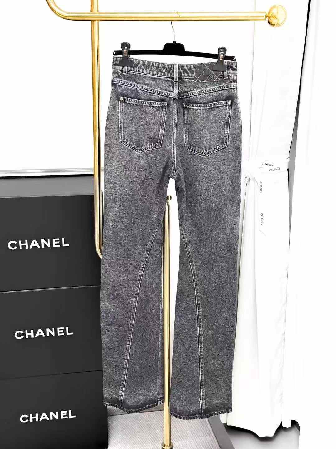 Chanel 23B Smoke Gray Denim Jeans