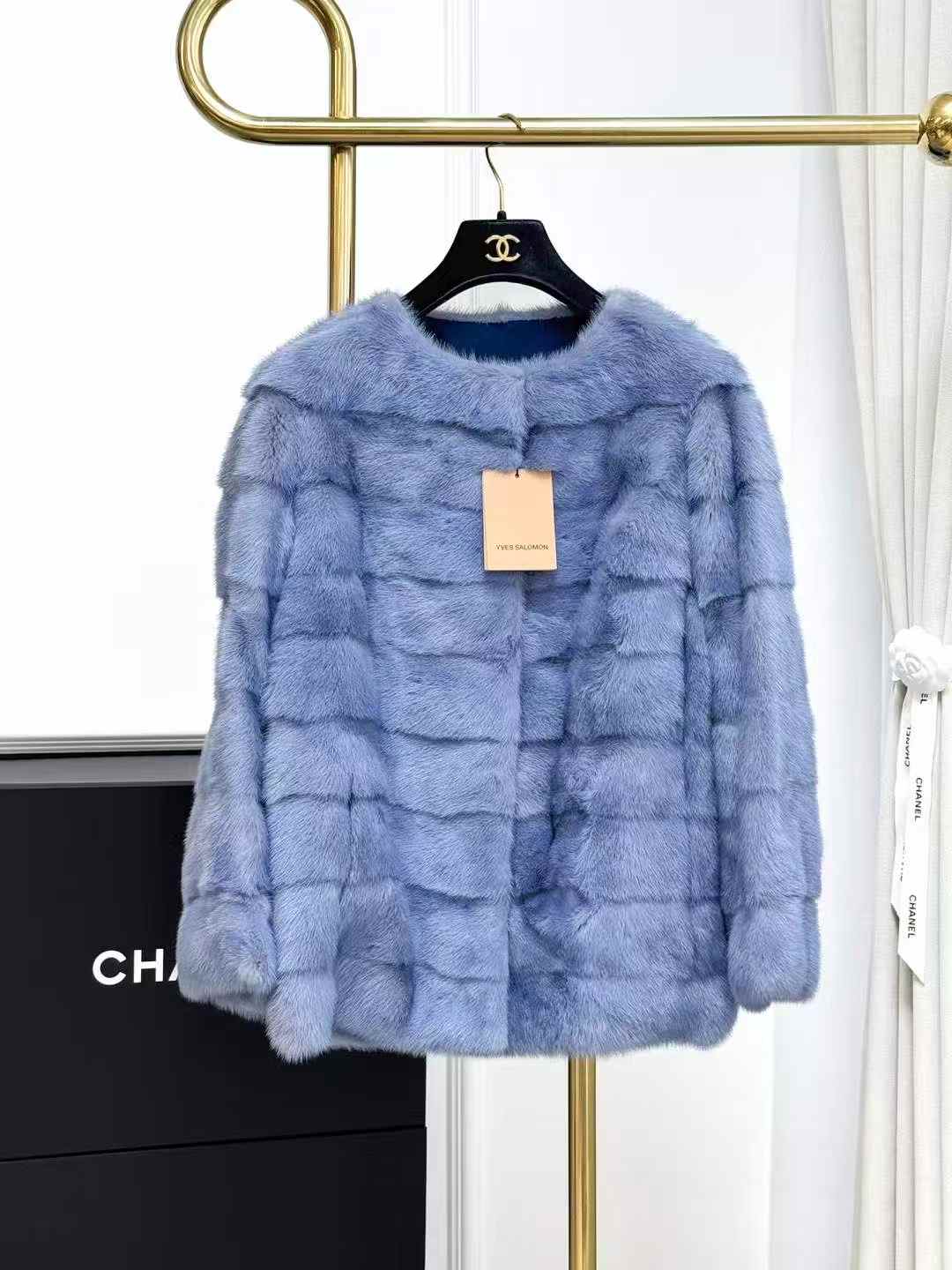 Yves Salomon Blue Mink Fur Coat