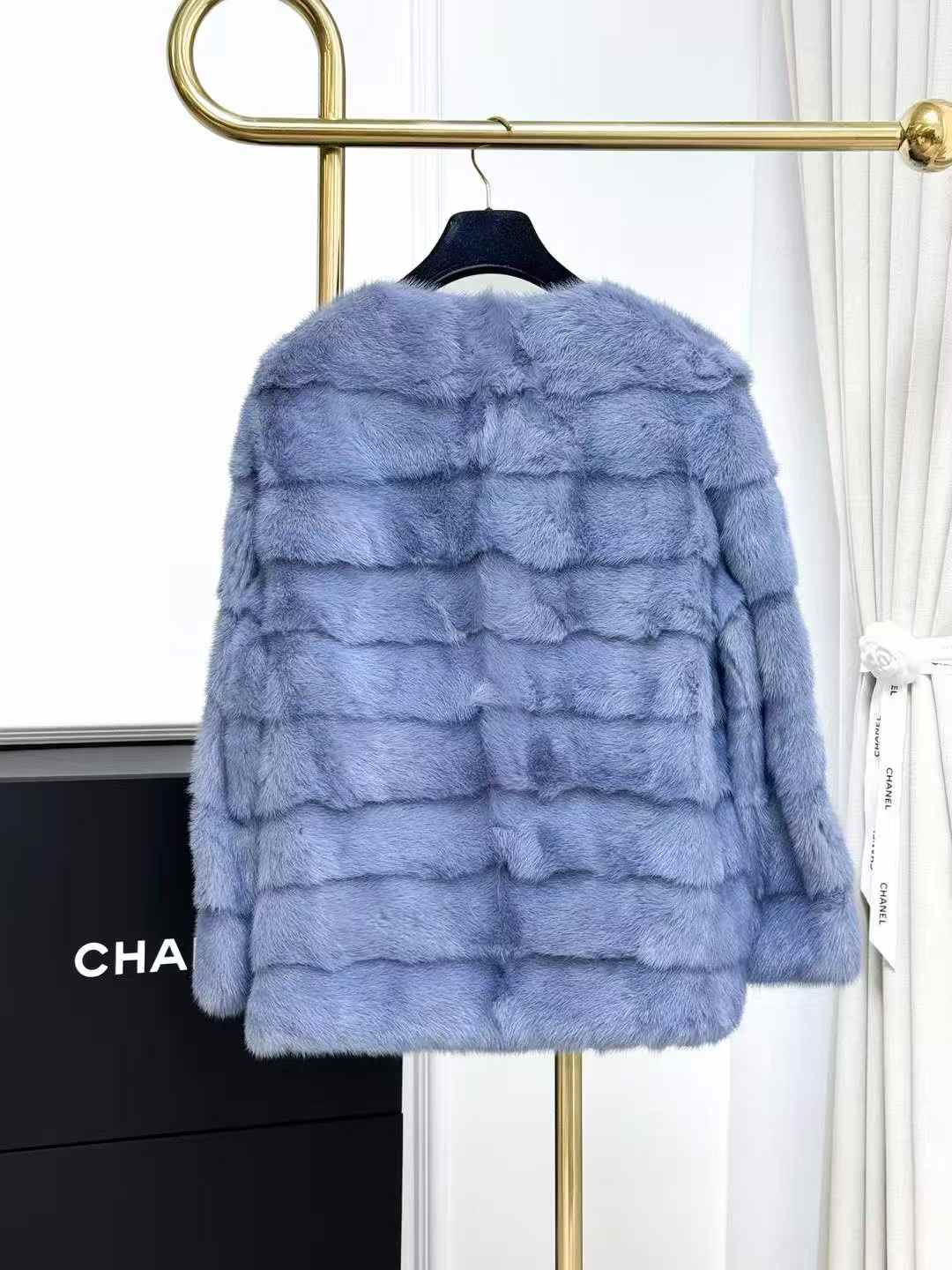 Yves Salomon Blue Mink Fur Coat