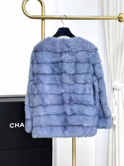 Yves Salomon Blue Mink Fur Coat