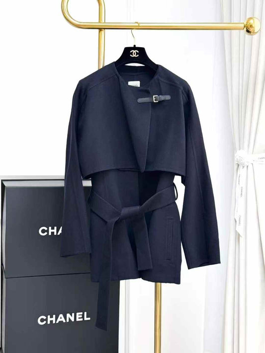 Hermes Navy Blue Cashmere Short Coat + Vest
