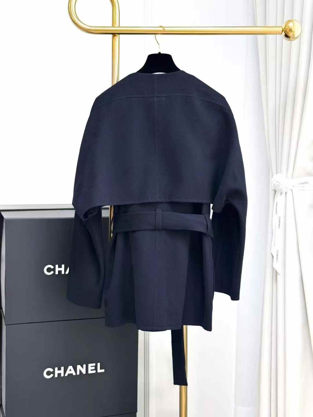 Hermes Navy Blue Cashmere Short Coat + Vest