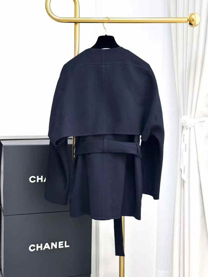 Hermes Navy Blue Cashmere Short Coat + Vest