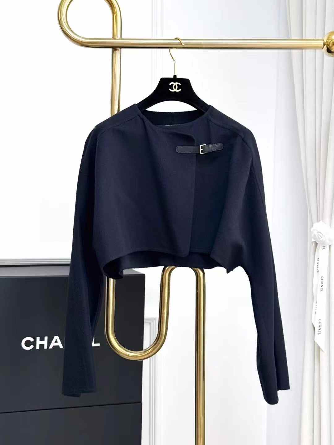 Hermes Navy Blue Cashmere Short Coat + Vest