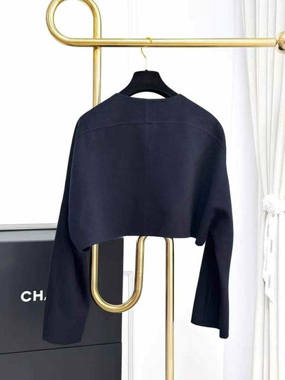 Hermes Navy Blue Cashmere Short Coat + Vest