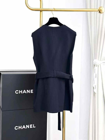 Hermes Navy Blue Cashmere Short Coat + Vest
