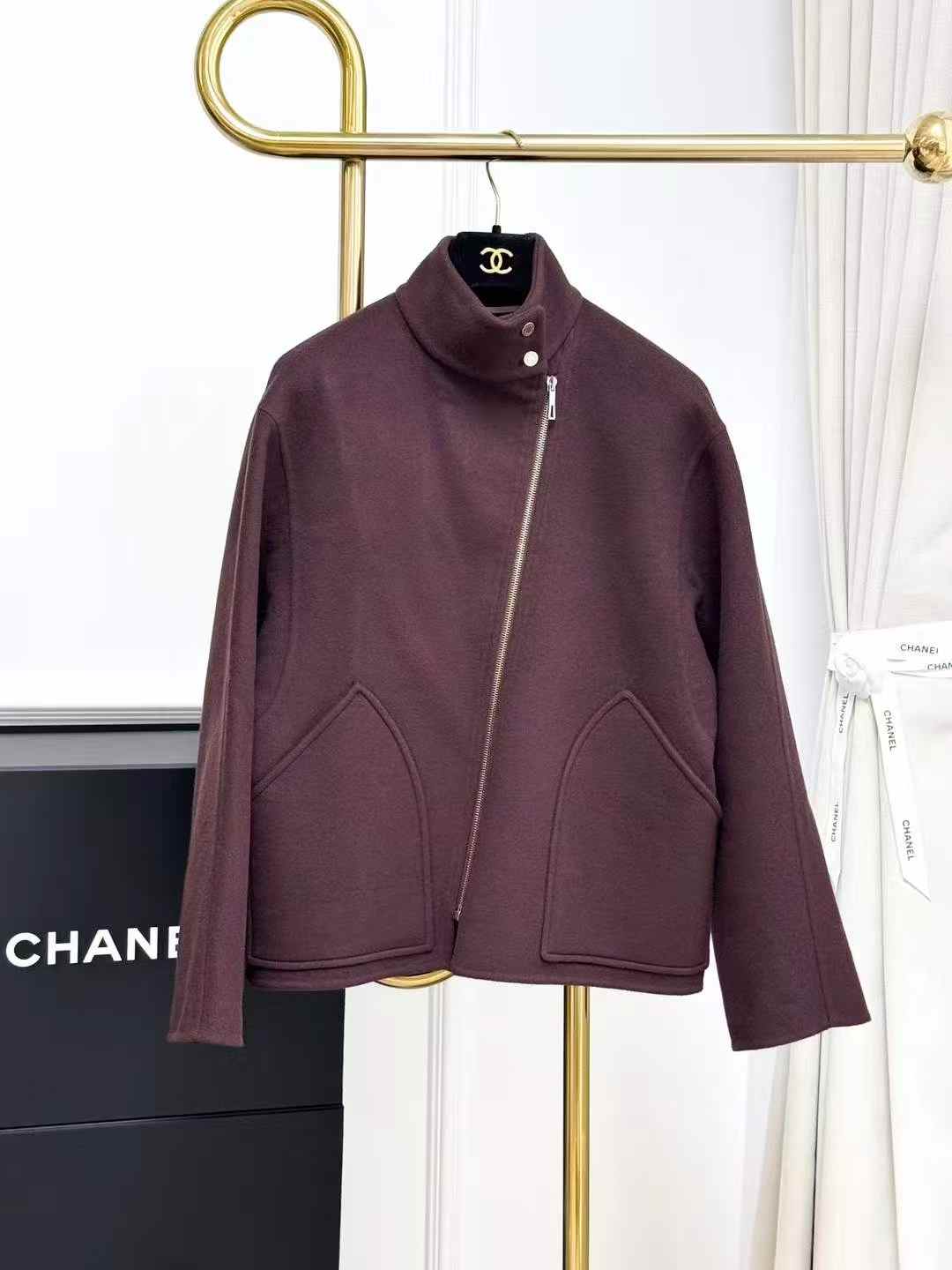 Hermes Purple Cashmere Short Zip-Up Jacket
