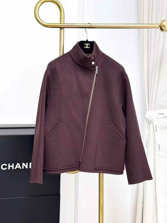 Hermes Purple Cashmere Short Zip-Up Jacket