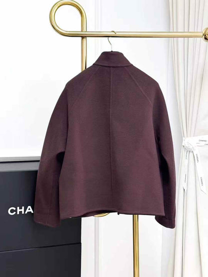 Hermes Purple Cashmere Short Zip-Up Jacket