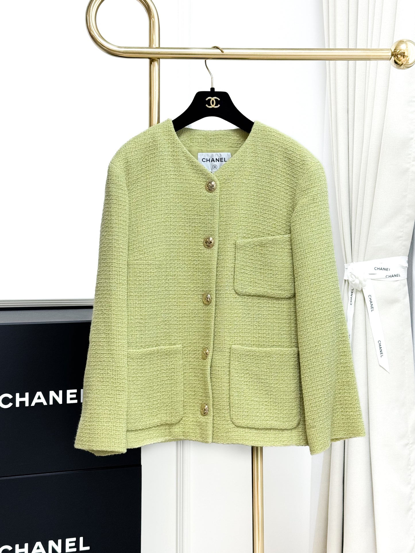 Chanel 20K Green Printed Knit Jacket